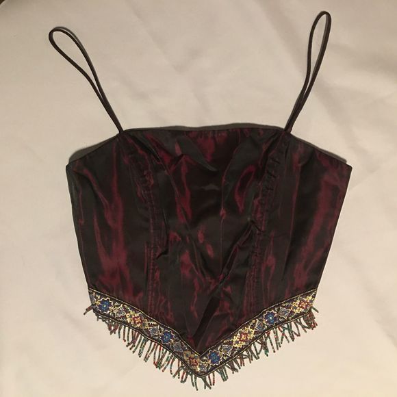 💸 SOLD 💰 2 Piece Beaded Corset Crop Top Pocket Skirt Dress - Picture 3 of 16